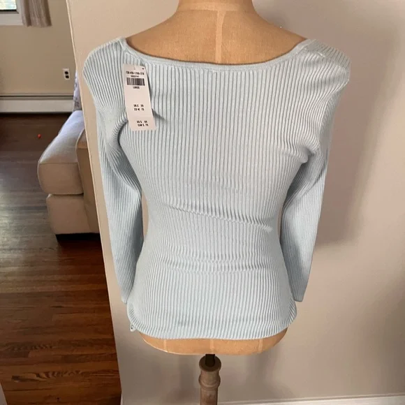 Abercrombie blue knit cut out body suit size large sky blue new with tags - Picture 2 of 2